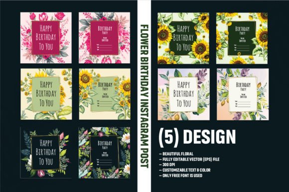 Download Flower Birthday Instagram Design Bundle - Instagram design Collection